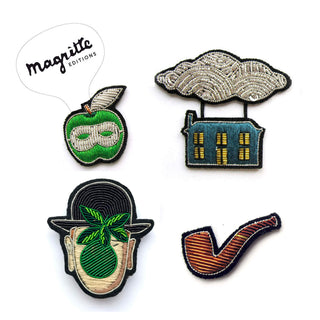 Macon & Lesquoy Hand Embroidered Pin Magritte House
