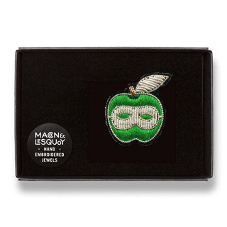 Macon & Lesquoy Hand Embroidered Pin Magritte Apple
