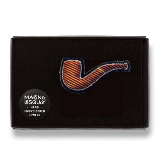 Macon & Lesquoy Hand Embroidered Pin Magritte Pipe