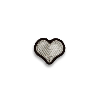 Macon & Lesquoy Hand Embroidered Pin Silver Heart