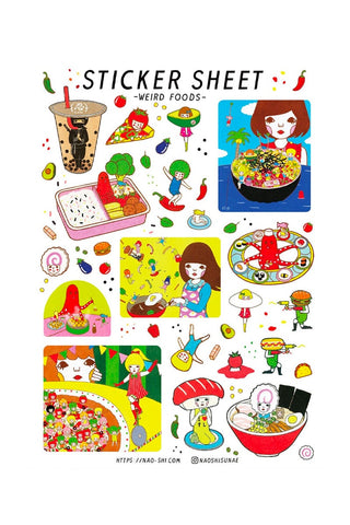 Naoshi Sticker Sheet Weird Foods