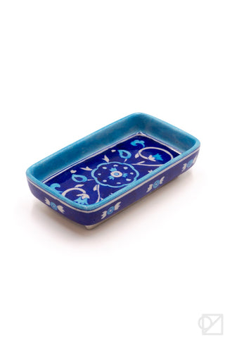 Blue Pottery Rectangle Dish Indigo Turquoise