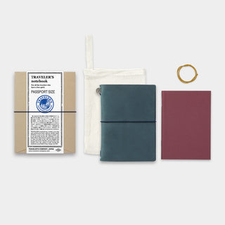 TRAVELER'S COMPANY Passport Leather Journal Starter Kit Blue