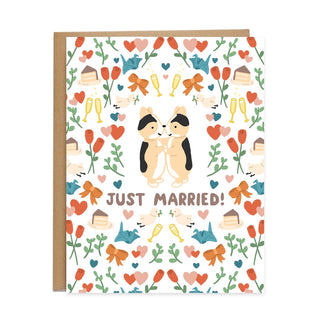 Just Married Autumnal Wedding Pattern Card