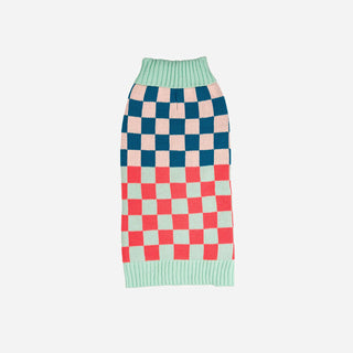 Verloop Checkerboard Dog Sweater Melon Jade