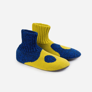 Verloop Yin Yang Wave Sock Slippers Golden Olive Cobalt Marl
