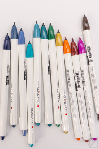 ZEBRA CLiCKART Retractable Marker Pen 12 Color Set Dark