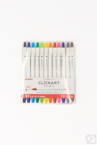 ZEBRA CLiCKART Retractable Marker Pen 12 Color Set Standard