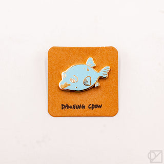 Dawning Crow Blue Dog Face Pufferfish Enamel Pin