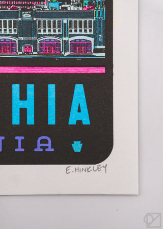 Philly Night Skyline Riso Print by Eric Hinkley