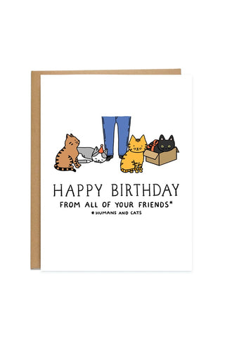 Humans & Cats Friends Group Birthday Card