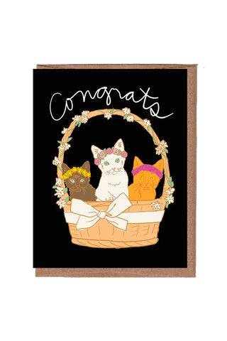 Cat Basket Wedding Card