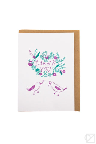 Flower Birds Thank You Card by Chigusa Aihara