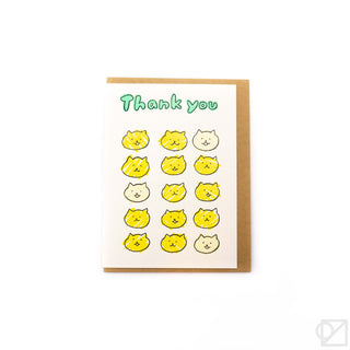 Cat Faces Thank You Card by Junko Sato