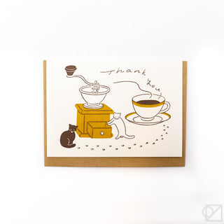 Coffee Cats Thank You Greeting Card