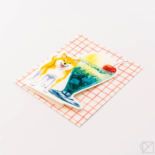 Shiba Inu & Melon Soda Float Greeting Card