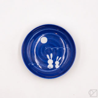 Cobalt Rabbit & Moon Ceramic Dish