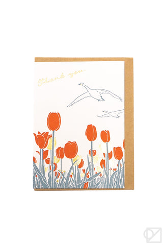 Swans & Tulips Thank You Card by Sayaka Ota